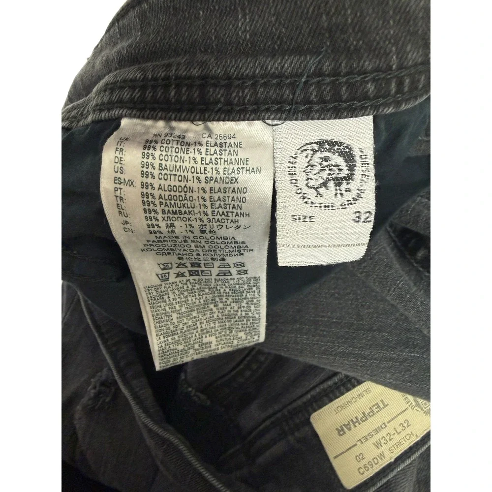 Diesel Tepphar Jeans Mens 32 Gray Slim Carrot Stretch‎ Distressed Pants ITALIAN